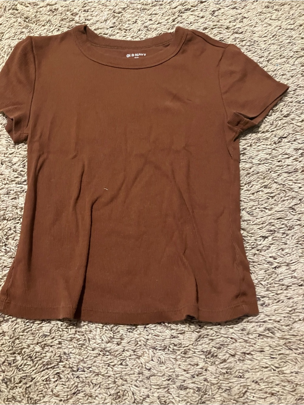 Old Navy Ribbed Short Sleeve Tee in Chocolate Brown